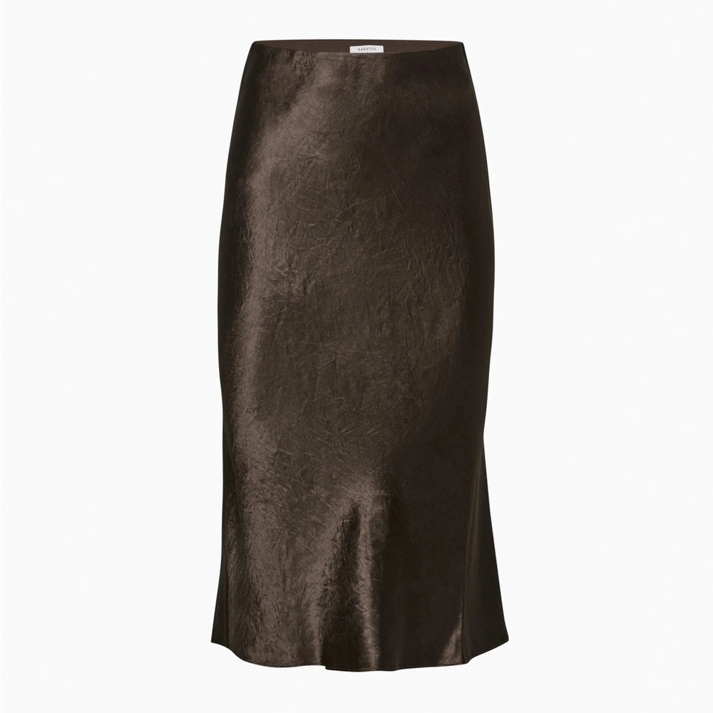 ARITZIA | Slip Satin Midi Skirt in Rich Mocha Brown